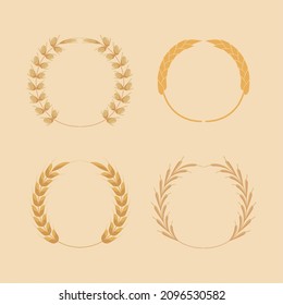 four wheat spikes set crowns