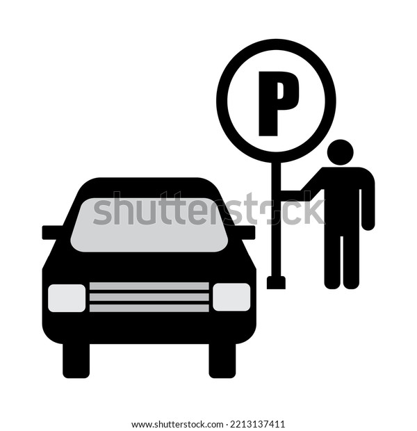 four wheeler\
parking sign vector\
illustration