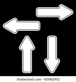 Four white arrows on a black background