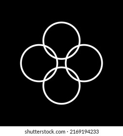 icono de cuatro círculos blancos. icono de 4 círculos.