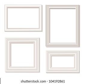 The four white isolated picture frames with shadow