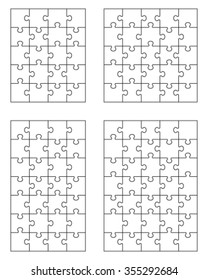 Four white puzzles, separate pieces