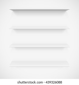 Four white shelves