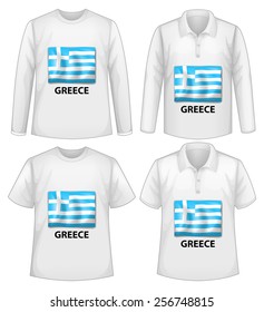 Four white shirts with Greece flag