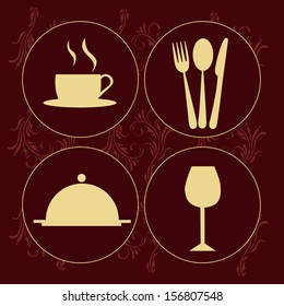 four white silhouettes of utensils for design menu
