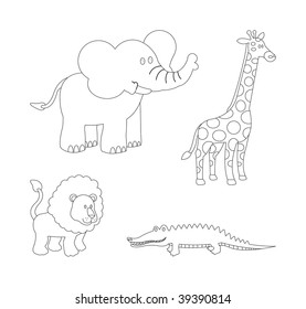 Four Wild Animals Africa Stock Vector (royalty Free) 39390814 