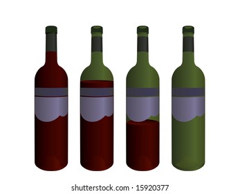 Four wine bottles with blank labels