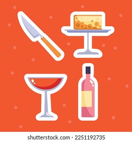 four wine day set icons