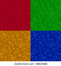 Four Winter seamless pattern. Christmas backgrounds for design