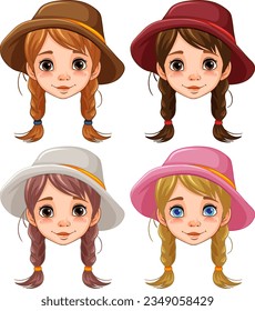 Four women with braids and hats smile happily, their faces full of joy