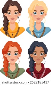 Four women with different hair colors and styles