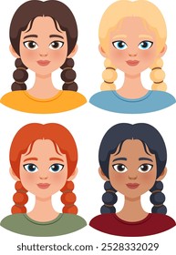 Four women with different hair colors