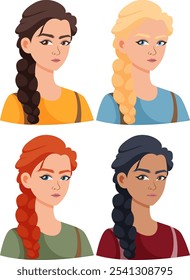 Four women with different hair colors