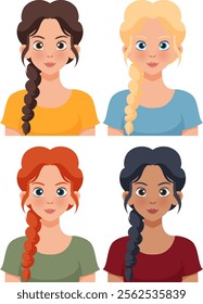 Four women with different hair colors