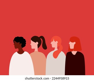 Four women side view female
