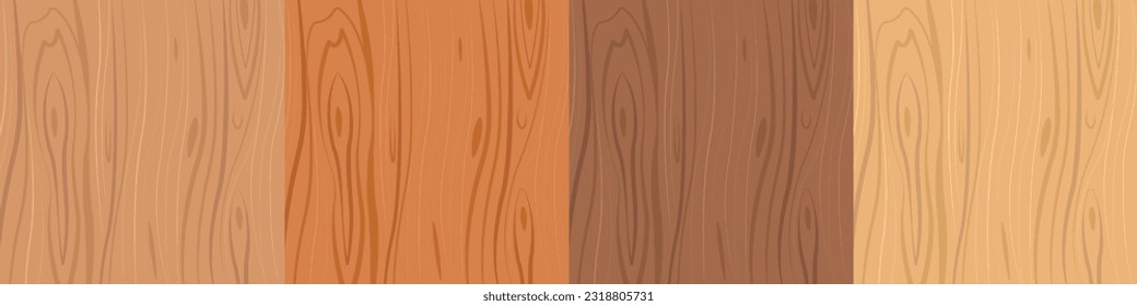 Cuatro conjuntos vectoriales de ilustración de madera.
