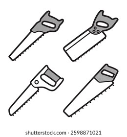 four wood saws simple black and white line art