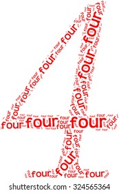 Four word cloud on a white background. 