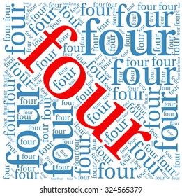 Four word cloud on a white background. 