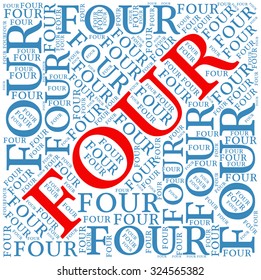 Four word cloud on a white background. 