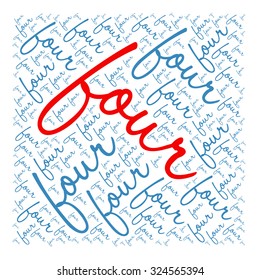 Four word cloud on a white background. 
