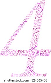 Four word cloud on a white background. 