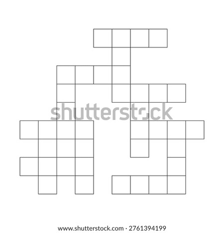 Four words crossword puzzle template. for word crossword game on blue background. empty crossword game. word game for magazines and newspapers