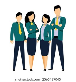 four worker illustration of business