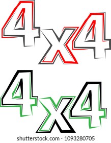 Cuatro X Cuatro Diseño, 4 X 4, Cuatro Ruedas, Gráficos De Vehículos, Ilustración De Arte Vector De Diseño Listo Para Vinilo