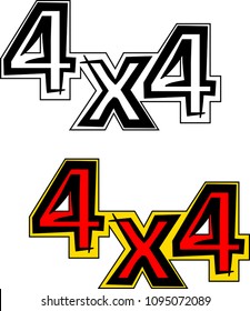 Four X Four Design, 4 X 4, Four Wheel Drive, Vehicle Graphics, Vinyl Ready Design Vector Art Illustration