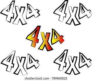 Four X Four Design, 4 X 4, Four Wheel Drive, Vehicle Graphics, Vinyl Ready Design Vector Art Illustration