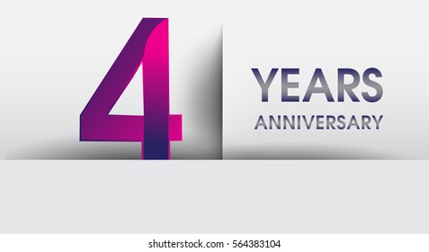 four years Anniversary celebration logo, flat design isolated on white background, vector elements for banner, invitation card for 4th birthday party