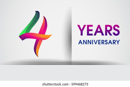 logo de celebración del aniversario de cuatro años, logo de diseño colorido aislado en fondo blanco, elementos vectoriales para celebrar fiesta de cuarto cumpleaños