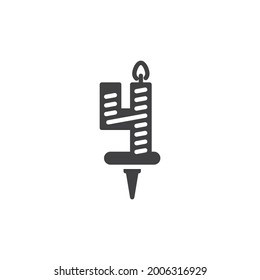 Vier Jahre Geburtstagskandal-Vektorsymbol. volles Flachzeichen für mobiles Konzept und Webdesign. Nummer 4 Geburtstagskandalsymbol. Symbol, Logo-Abbildung. Vektorgrafik