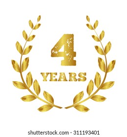 Four years. Four icons. Four years anniversary. Laurel wreath. 4 years.