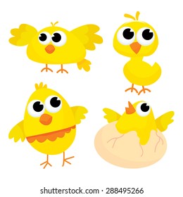 Cute Cartoon Baby Chicken Set Kawaii Stock Vector (Royalty Free) 1585639891