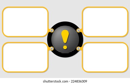 four yellow frame for text with exclamation mark