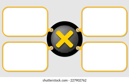 four yellow frame for text with multiplication symbol