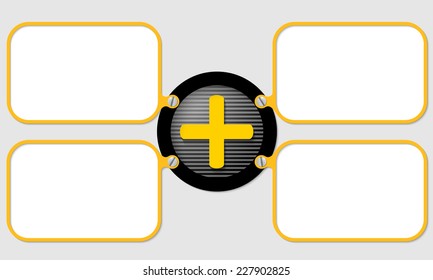 four yellow frame for text with plus symbol