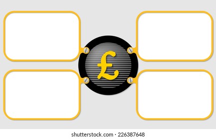four yellow frame for text with pound sterling symbol