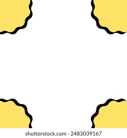 Four yellow, scalloped shapes on a white background, ideal for web design, graphic layouts, patterns, and abstract backgrounds.