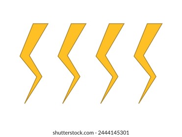 Four yellow thunder and lightning bolts on white background.