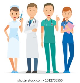 Four young medical staff members