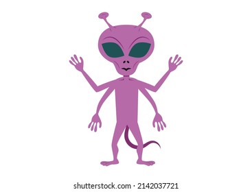 Four-armed alien. Vector illustration of aliens isolated on a white background