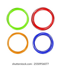 four-color brush irregular circle frame collection vector illustration