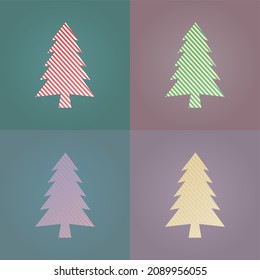 Ilustraciones de vectores de árbol de Navidad de cuatro colores