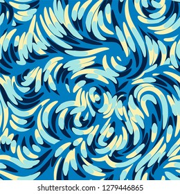 Four-color swirling swirl pattern in the style of van Gogh post-impressionism