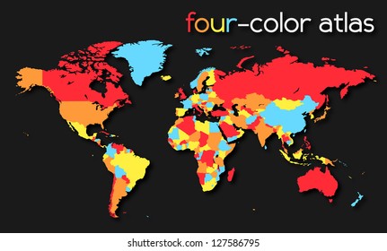 Four-color World Map | EPS10 Vector