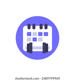 four-day workout plan icon, 4 day split training program, flat vector