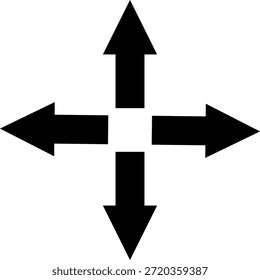 Símbolo de flecha de cuatro direcciones que indica movimiento en todas las direcciones Vector